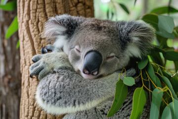 Obraz premium koala with a eucalyptus and a cuddle