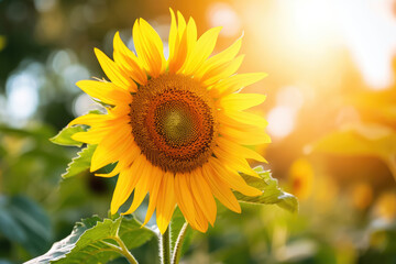 cheerful sunflower turning its face towards the sun