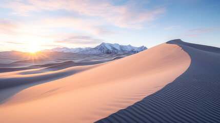Fototapeta na wymiar The Sun Sets Over a Sand Dune