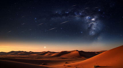 Magnificent Night Sky Filled With Stars Above an Expansive Desert - obrazy, fototapety, plakaty