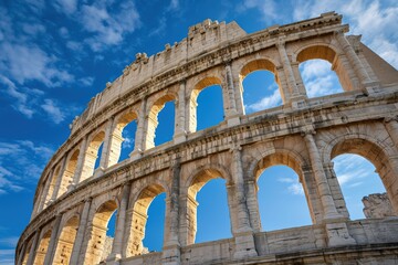 Obraz premium Ruins of a coliseum, the arena of a Roman construction in Pula, Croatia.