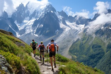 Fototapeta na wymiar Mountain race on the trails of the alps, near Chamonix.