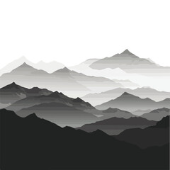 A vector black silhouette of mountains.