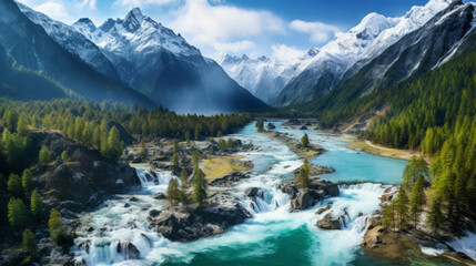 A River Flowing Through a Lush Green Forest