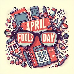 April Fools Day text and funny glasses Vector Design Illustration Background social media ads poster created with generative ai