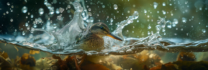 duck swimming in a shallow pool