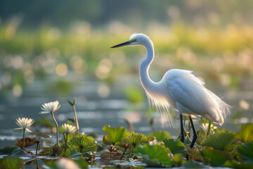 great heron in a lake