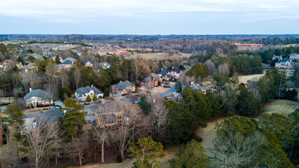 Aerial view of an upscale subdivision - obrazy, fototapety, plakaty