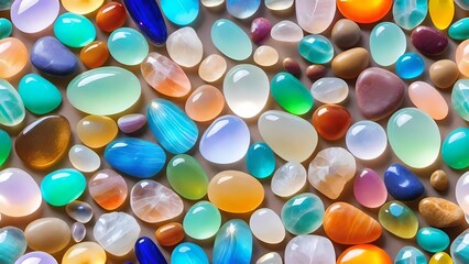 Fototapeta na wymiar Kaleidoscope of Gemstone Pebbles