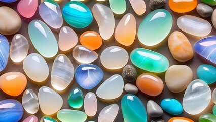 Fototapeta na wymiar Kaleidoscope of Gemstone Pebbles