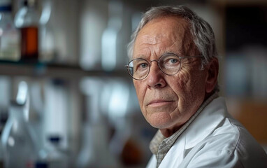 Multiracial Man in Lab Coat Looking at Camera
