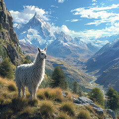 Fototapeta premium llama in the nature