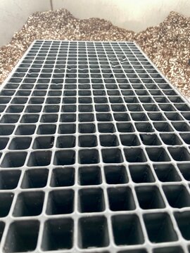 288 seeding tray on a soil table