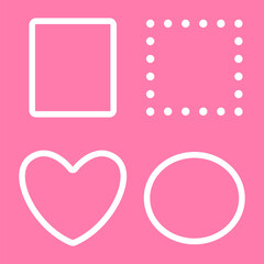 Set of geometric white frames. Vector illustration