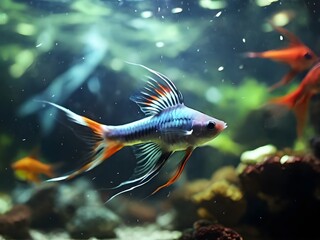 Fototapeta premium fish in a home aquarium, or beautiful aquarium fish 