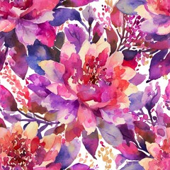 Watercolour seamless pattern. Botanical pattern. Flower pattern