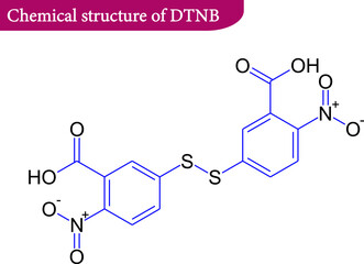 Chemical structure of DTNB , 
 Ellman's reagent.Vector illustration.