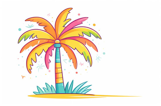 One palm tree on a white background