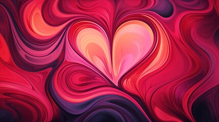 Tło w kształcie serca zrobiony w stylu wzorków na kawie. Walentynkowe kolory miłości i romansu. - obrazy, fototapety, plakaty