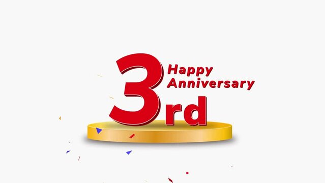 congratulation on 3rd anniversary text animation with confetti element