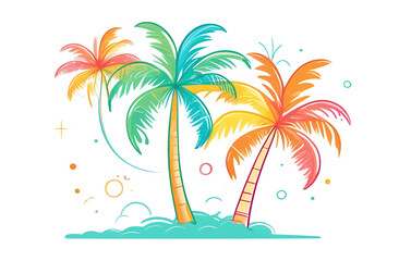 Fototapeta na wymiar Illustration of three palm trees on a white background