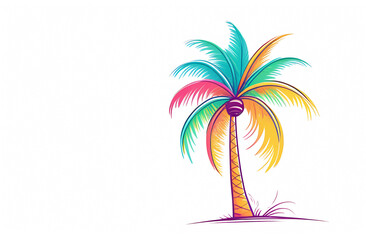 Fototapeta na wymiar One palm tree on a white background
