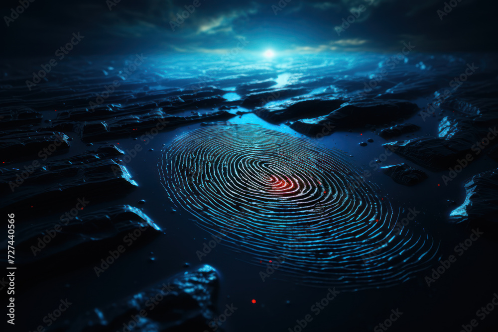 Poster a fingerprint transforming into a digital code, representing the intersection of identity and privac