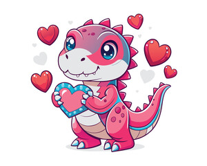 Fototapeta premium dino character valentine's day vector illustration