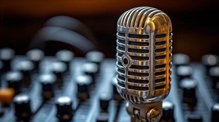 Fototapeta na wymiar Close-Up of Vintage Microphone