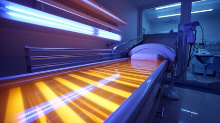 Inside empty tanning bed.