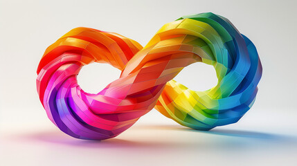 Autism Awareness Month. The bright rainbow infinity sign is a symbol of autism. - obrazy, fototapety, plakaty