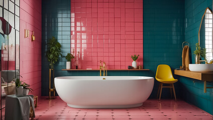 Beautiful bathroom bright stylish relax