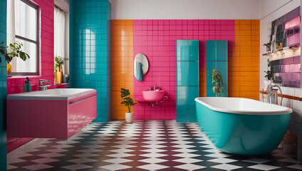Beautiful bathroom bright stylish creative