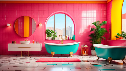 Beautiful bathroom bright stylish vintage