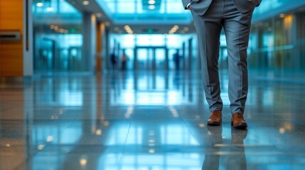 Fototapeta premium Businessman Walking in Modern Office Corridor