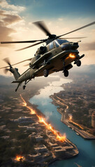 Naklejka premium helicopter in the sky