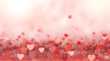 W powietrzu unoszą się serca, symbolizujące Walentynki, kochanie i romantyzm. - obrazy, fototapety, plakaty