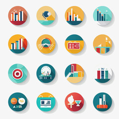 flat icon set of abstract business