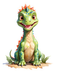 Fototapeta premium Children Dinosaur Watercolor Illustration