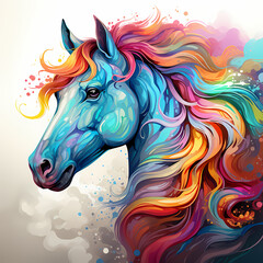 Obraz na płótnie Canvas Horse hand drawn multicolor illustration. Funny design.