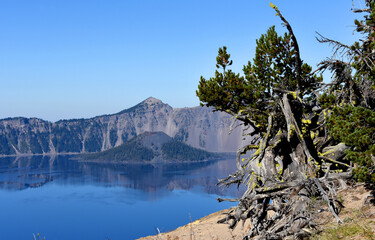 Island Sits in Crater Lake