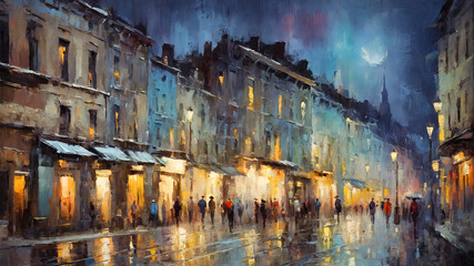 city and buildings, landscape oil painting, watercolor, oil painting for printing, painting on canvas, beautiful view