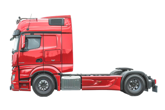 side view cargo truck isolated on transparent background ,trailer truck png ,generative ai