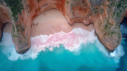 Aerial View of a Beach and Cliffs