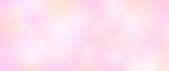 Fototapeta premium Pink and yellow iridescent holographic foil vector texture. Pastel color glass. Christmas background. Blurred illustration for design.