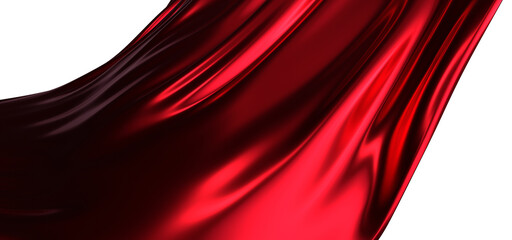 Waving satin cloth isolated on transparent background