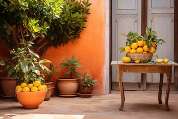 raditional Vietnamese courtyard house. Tet Holiday, Vietnamese New Year. Kumquat tree. Symbol of wealth in Asia. Lunar New Year. Life of the Vietnamese. Italy