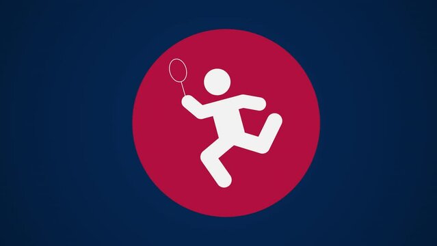 &nbsp;Pictograma de los Juegos Ol&iacute;mpicos de lado derecho con el deporte b&aacute;dminton en fondo azul sin texto.