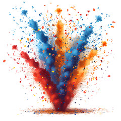 A vibrant 3D render of a colorful explosion with fireworks and confetti. Created with generative AI. - obrazy, fototapety, plakaty