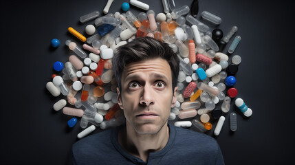 A person addicted to medication - obrazy, fototapety, plakaty